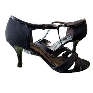 Naturalizer Princeton T-Strap Sandals Black Sz 10 Heels Shoes  Comfort